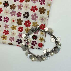 Brighton Cherry Blossom Bracelet 7.5" Silver Plated Pearl & Mother of Pearl VTG